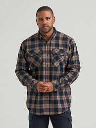 CL112382646- Wrangler Riggs Men's Foreman Flannel Button up- Black/Brown