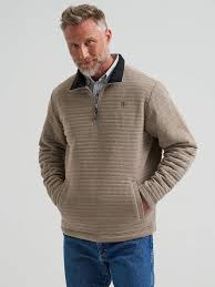 CL112381977- Wrangler Mens 1/4 Zip George Strait- Knitted Brown