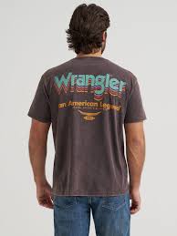 CL112379579- Wrangler Mens Tshirt- Cowboy Sunset- Grey Wash
