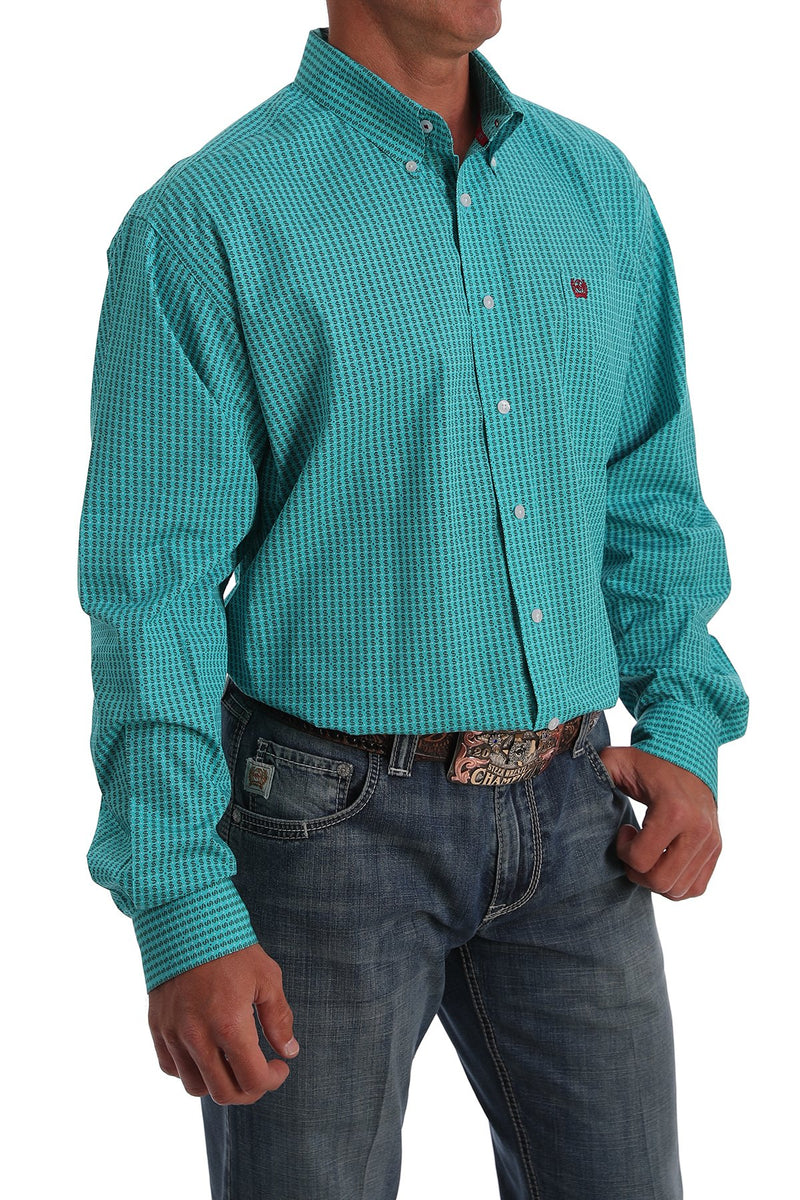 CLMTW1105752-Teal Mens Cinch L/S Shirt Striped