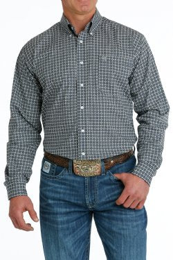 CLMTW1105565-NAVY Cinch Shirt MENS L/S Small Square Print