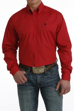 CLMTW1105729-L-Red Mens Cinch L/S Rectangle Print