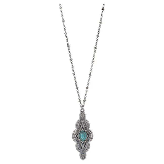 BG24029NJ2 Necklace- Saturn Chain w/ Diamond Concho