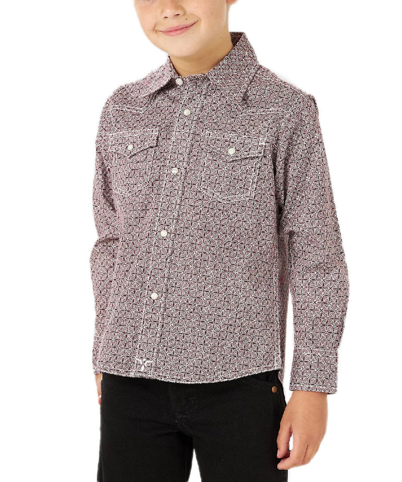 CL112374368 Wrangler Boys 20x Snap L/S Shirt- Pattern