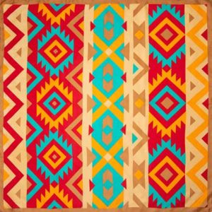 CLSCRFSOUTHWEST Scarf Silk SouthWest - 34" Gold / Red