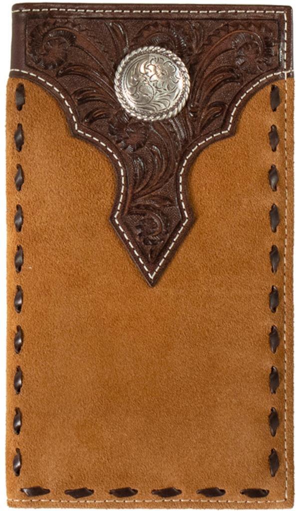 BGN500045808 Rodeo Wallet Roughout w/ Concho and Brown Buckstitch