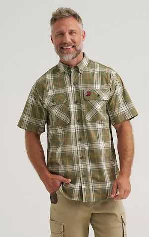 CL112382554-Wrangler Riggs Men's Foreman Flannel Button up- Green/Navy