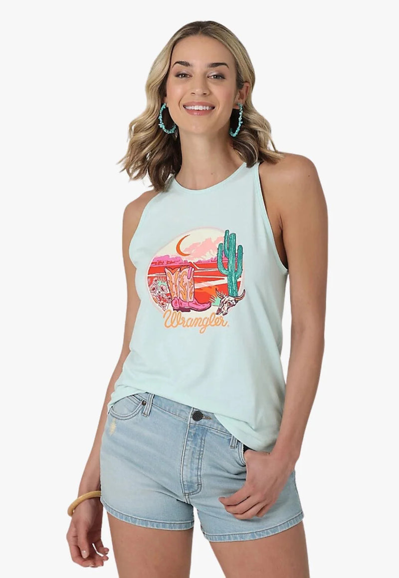 CL112330045-Wrangler Ladies Graphic Mint Tank Top