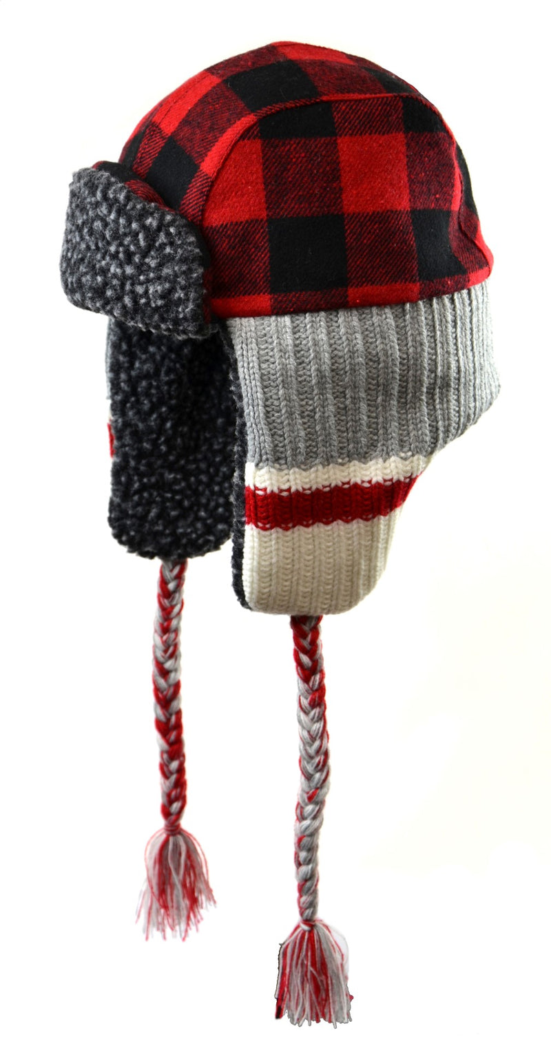 CL46739-L-XL-Red Hat Trapper Buffalo Plaid & Knit