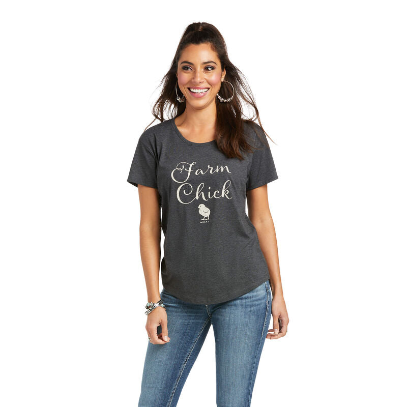 CL10037791 Charcoal Womens Ariat Farm Chick SS T-Shirt