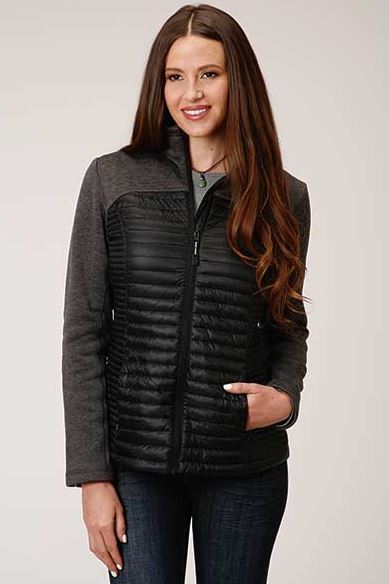 CL03-098-0687-6133BL Ladies Down Filled Crushable/Knit Zip-Up