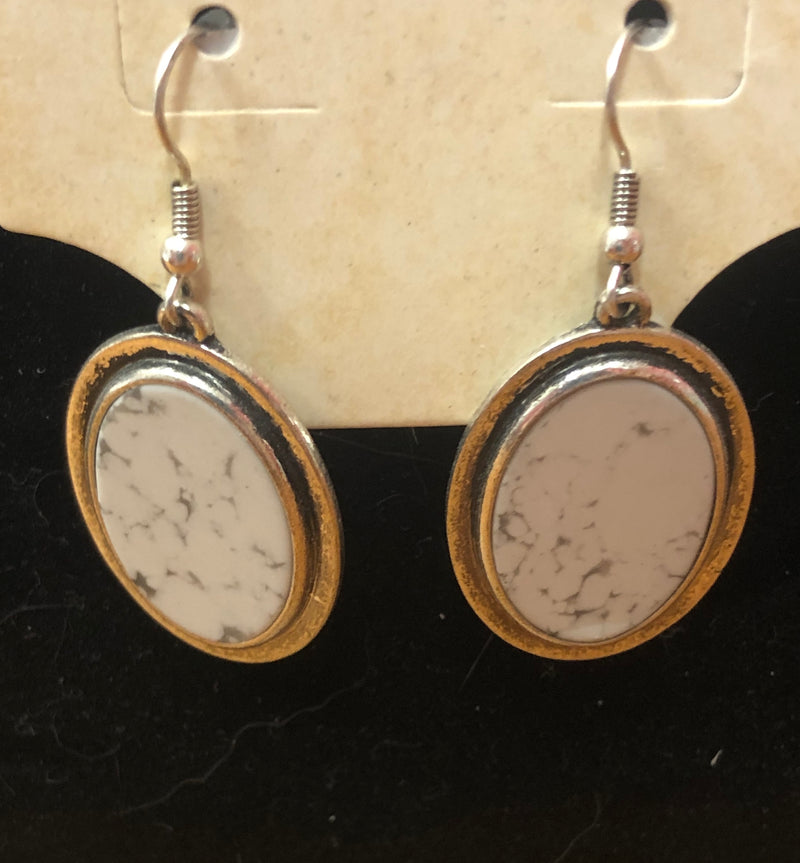 BGE12916 Earrings Oval Marble