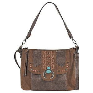 BG22031800 Shoulder Bag Brushed brown w/ Embroidered Design
