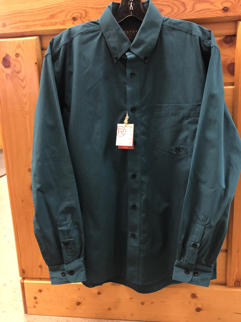 CL03-001-0366-0733-M-Teal Roper Shirt L/S Solid Buttons