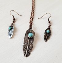 BGCJK20210223 Necklace/Earring Set - Sterling Silver - Feather