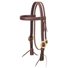 TK10-0501 Headstall Brow Band Work Tack Brass Buckle/Leather Tie