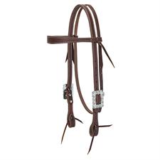 TK10-0592 Headstall Browband Scalloped Square Buckles