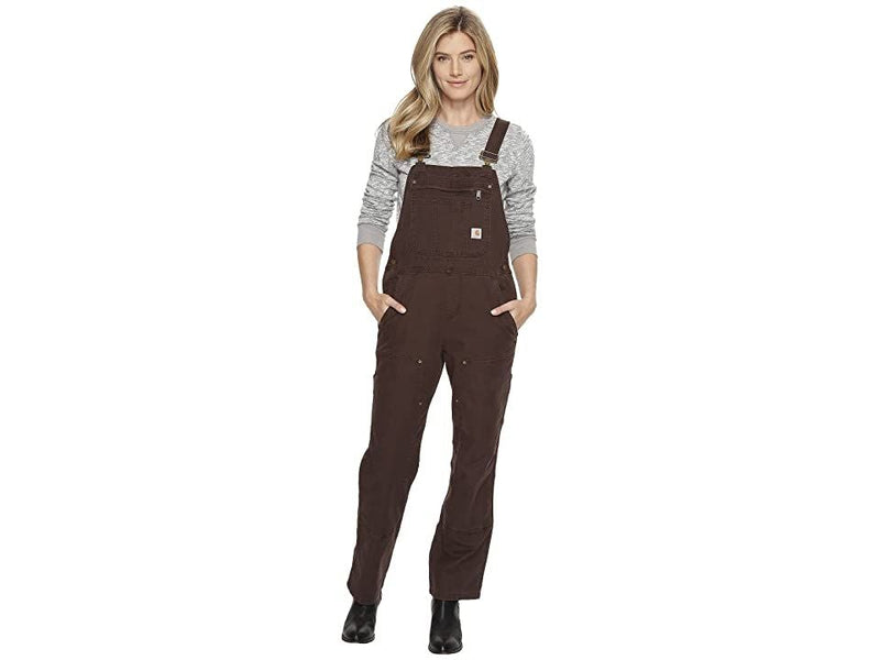 CL102438-S Tall-CarhBrn Carhartt Double Front Bib UNLINED Overalls "Crawford"