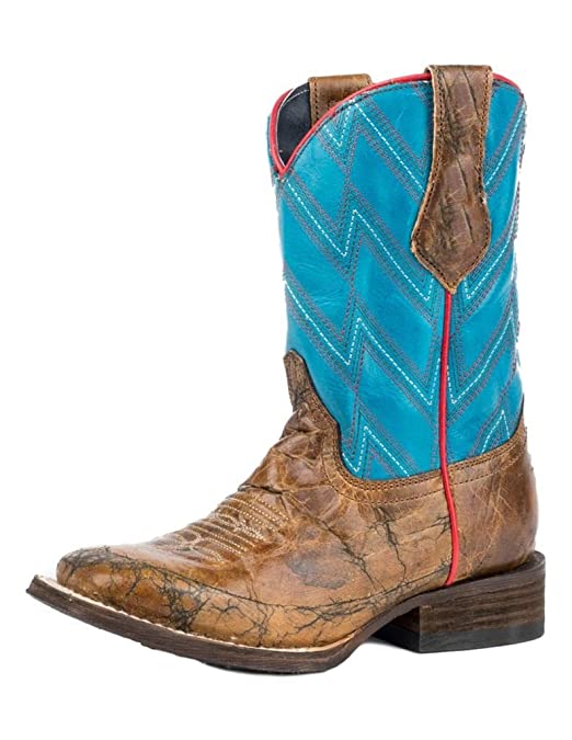 CL09-018-7026-0706-1-Blu Brn Cowboy Boot Roper "Chevron"