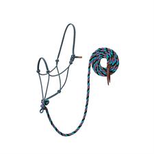 TK35801-50-111-AVG-Bl/Tq/Pp Rope Halter w/Lead Ecoluxe Average