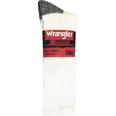 CL9440W-9-13-White Socks Mens Wrangler Riggs Work Crew