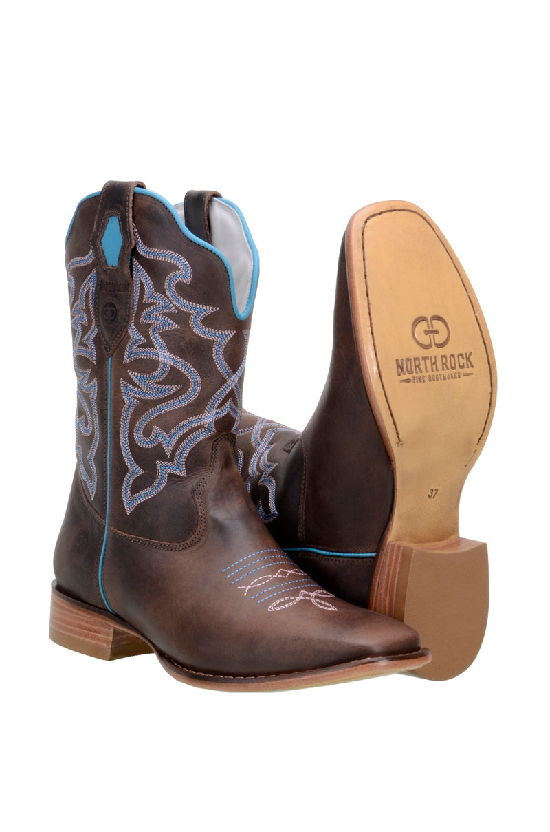 CL52101C NORTH ROCK Cowboy Boot- Square Toe Leather Sole
