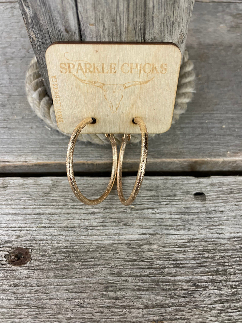 BGEARRING4 Earrings- Brushed Gold Hoops