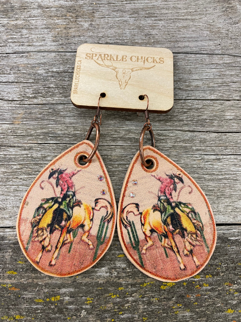 BGEARRING2 Earrings- Rodeo Time Hand Painted