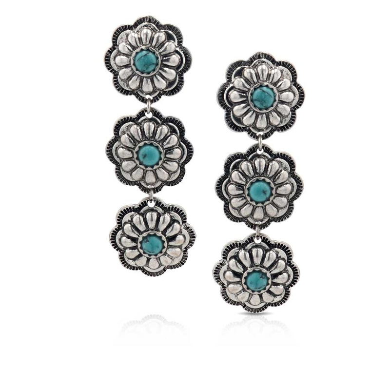 BGAER5445 Earrings - Attitude Triple Bloom Conchos Turquoise