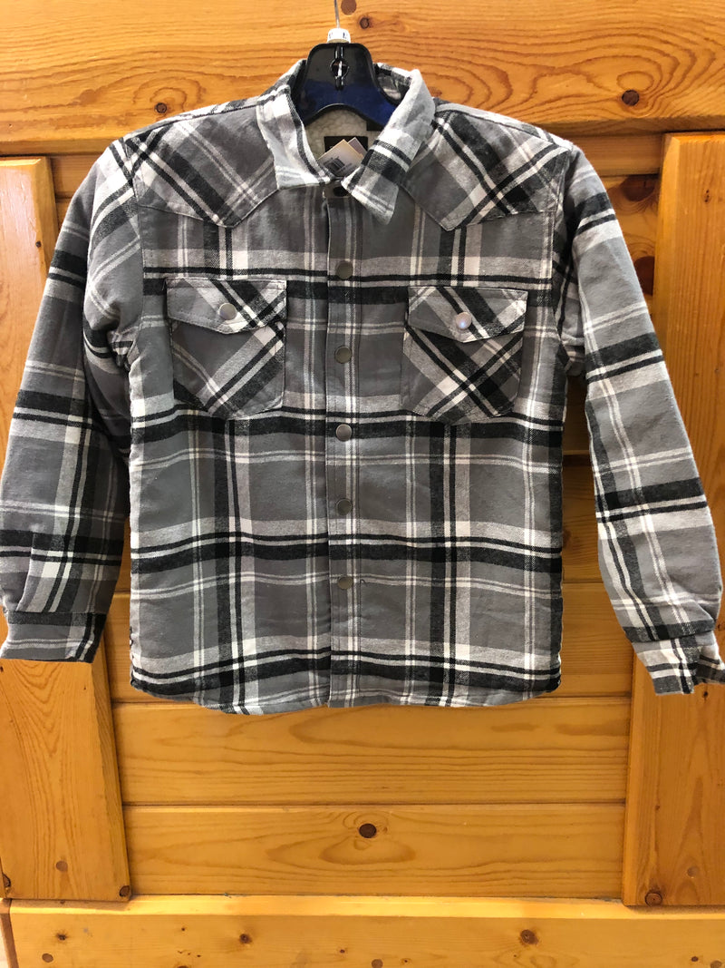 CL03-397-0119-1693-L-MutliClr Boys Roper Sherpa Lined Flannel Shirt w/Snaps