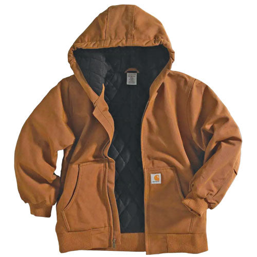 CLCP8417-XS-Brown Carhartt Jacket Youth Fleece Lined