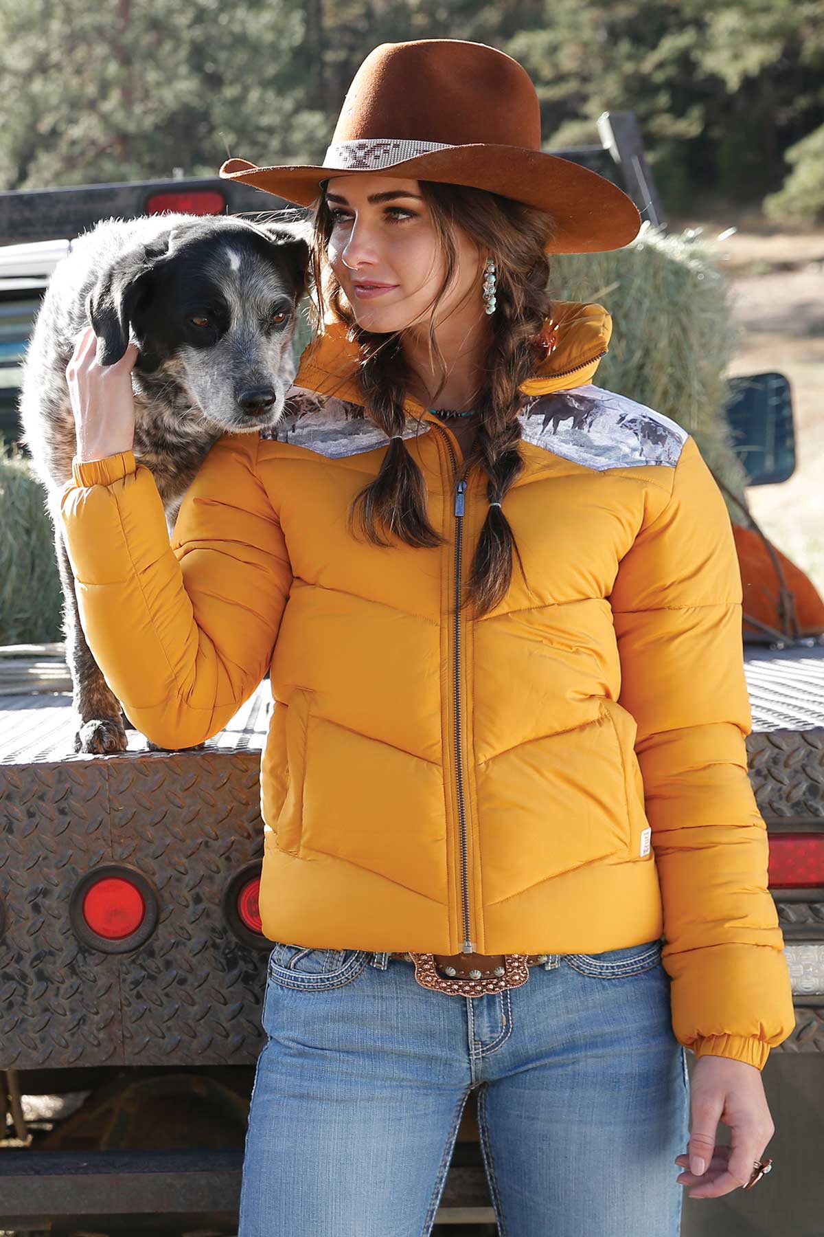 Mustard ladies outlet puffer jacket