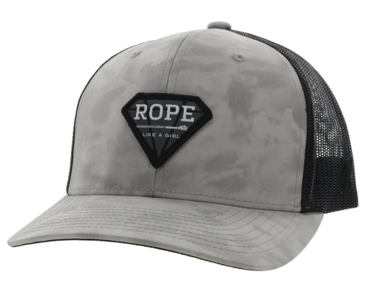 CL2249T-OSFA-Gry/Blk Cap- Hooey "Rope Like A Girl"
