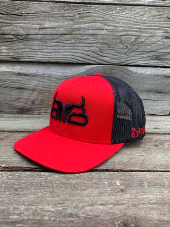 CLCAP2-O/S-Blk/Red Baredown Cap- Flat