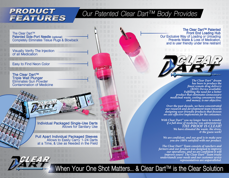 AC115102 Clear Dart Drug Delivery Dart 10cc 1/2" 14ga 6 Pack
