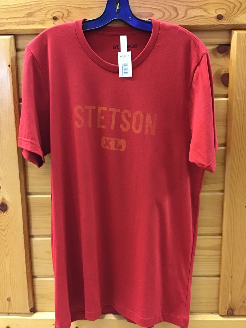 CL11-076-0562-0836-L-Red Stetson T Shirt Screen Print