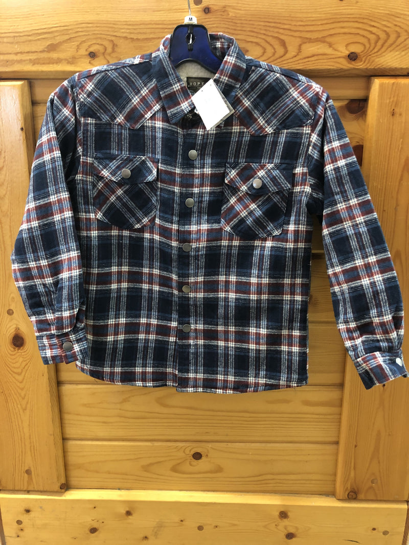 CL03-397-0119-1693-M-MutliClr Boys Roper Sherpa Lined Flannel Shirt w/Snaps