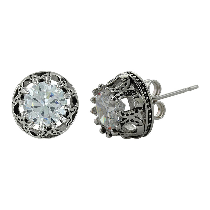 BGER3561 Montana Earrings Horseshoe Bezel CZ Stud