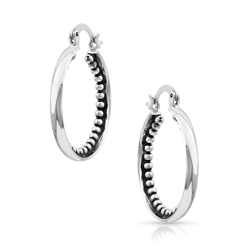 BGER4323 Earrings - Beaded Silver Inside Bead