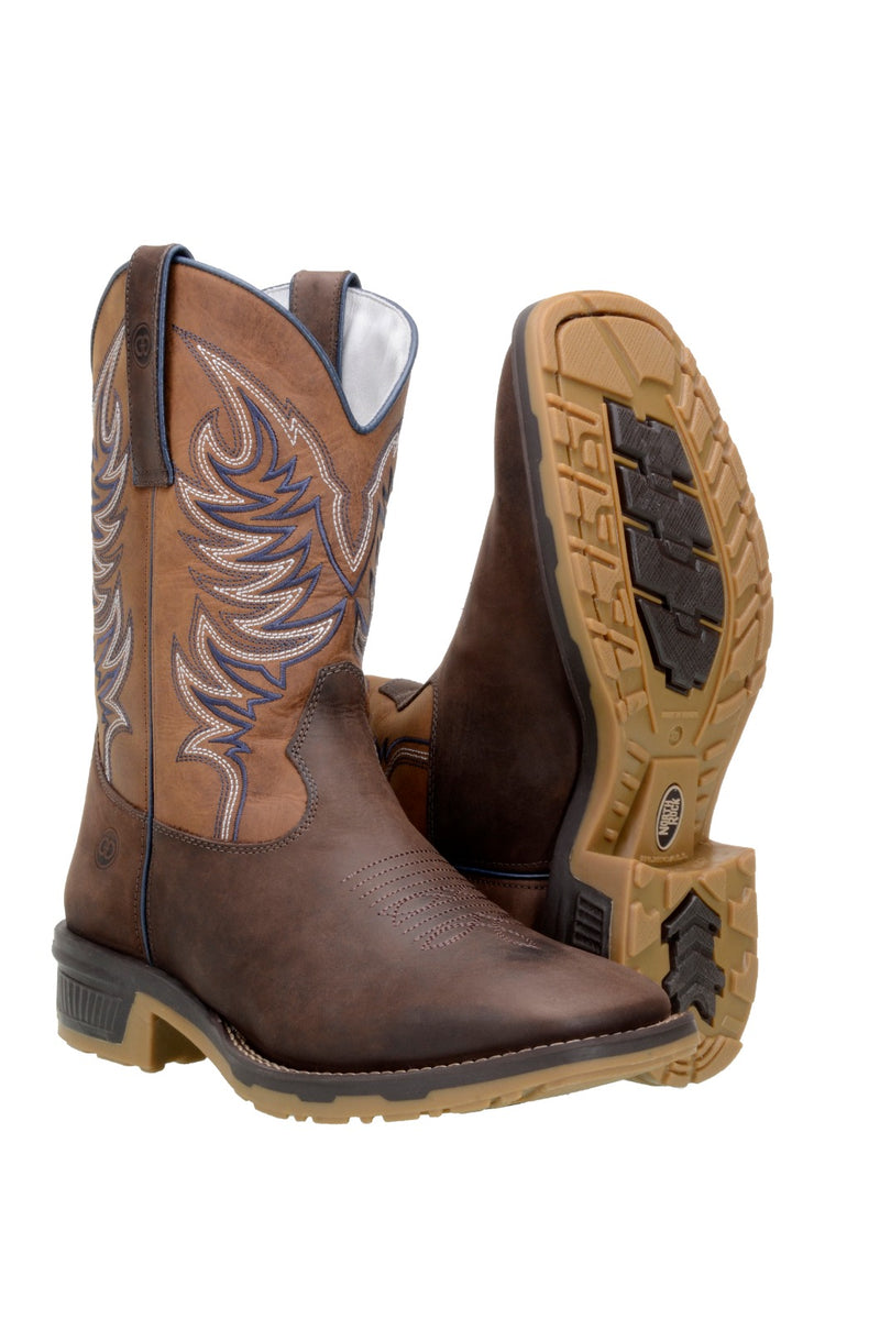CL8099TABACCO Cowboy Boot Square Toe- Grip Sole