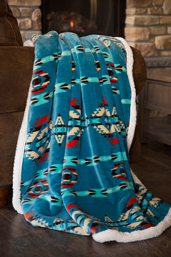 BGJP528 Plush Throw "Southwest" Turquoise