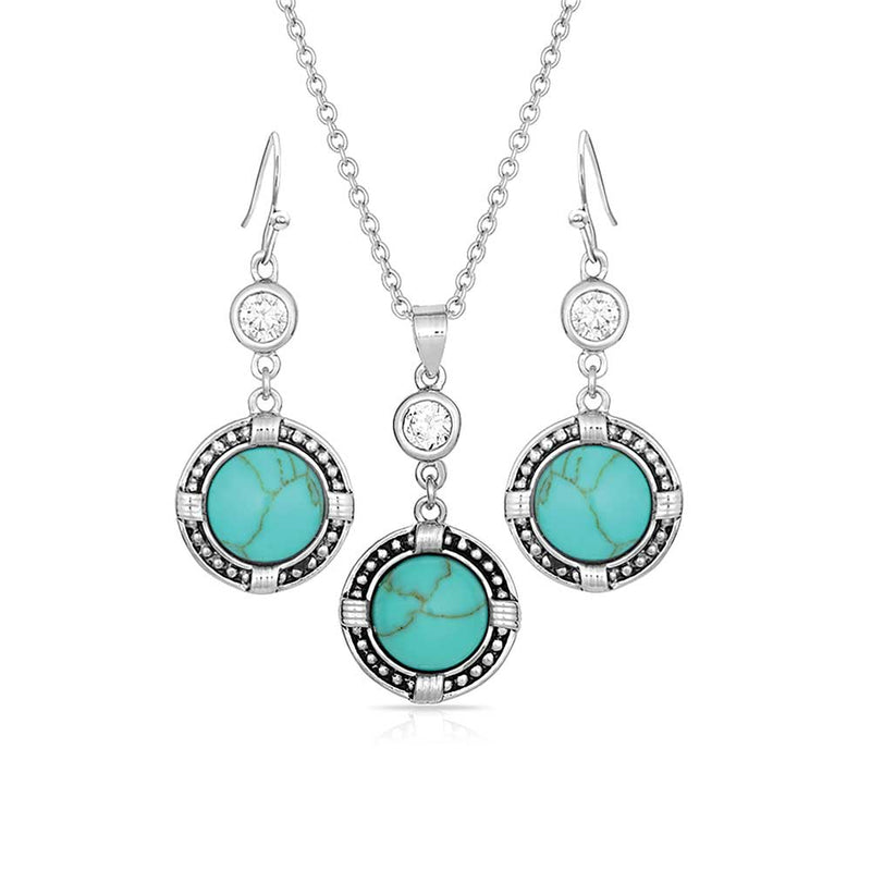 BGJS3218 Jewelry Set- Bead & Barb Round Turquoise