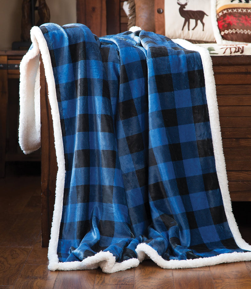 BGJW197 Plush Throw Wrangler Lumberjack Blue