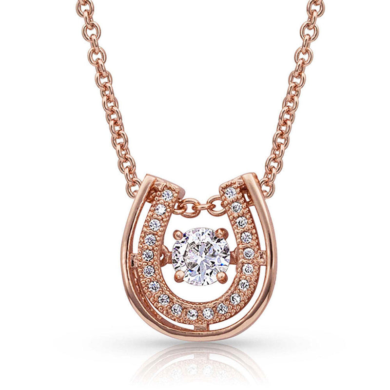 BGNC3867RG Necklace - Dancing CZ Horseshoe Rose Gold