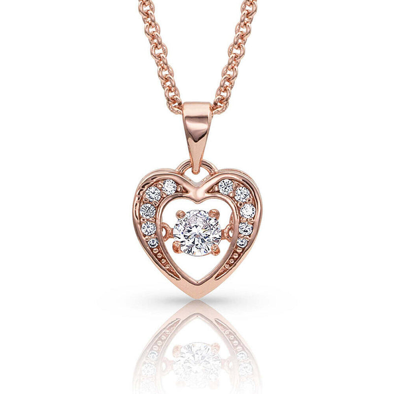 BGNC3868RG Necklace - Let's Dance A Little Dance Rose Gold Heart