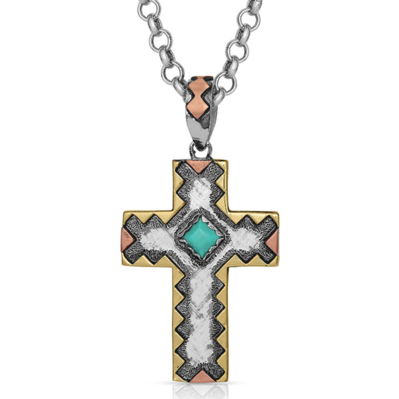 BGNC4775 Necklace- Antiqued Serrated Cross
