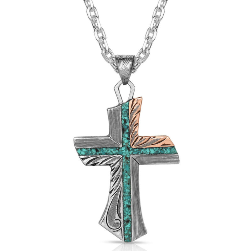 BGNC4779 Necklace- Inner Light Turquoise Cross