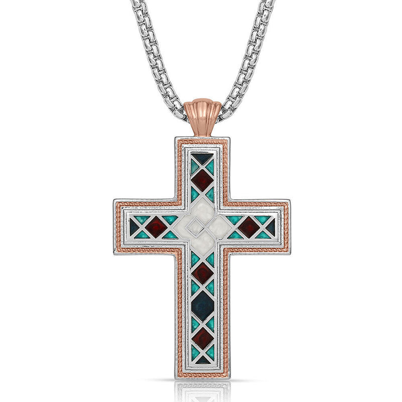BGNC4818 Necklace- American Legends Mosaic Cross