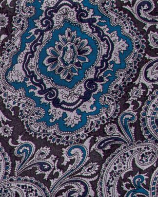 CLSCRFPAIS42"--Blu/Slvr Scarf Silk Cowboy Paisley- 42"