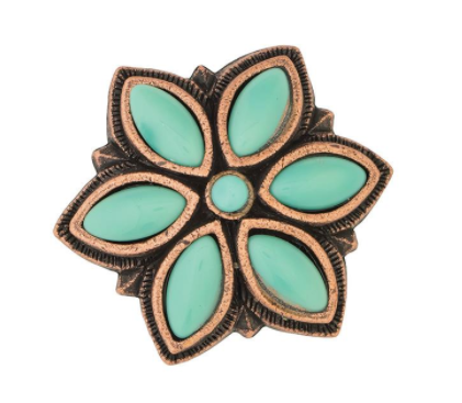 TK77-4170 Concho Turquoise Stone Floral 1 3/4"